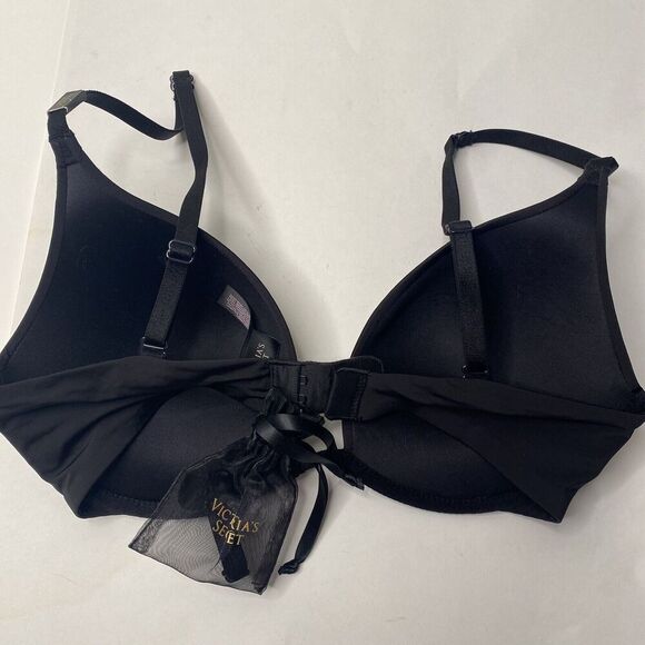 Victoria Secret Black PushUp Bra Size 32D Extra Strap Lightly Padded NEW - Picture 5 of 10